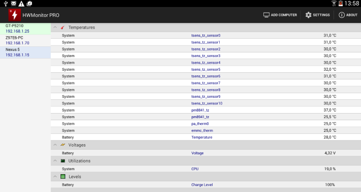 HWMonitor PRO usage reference screenshot